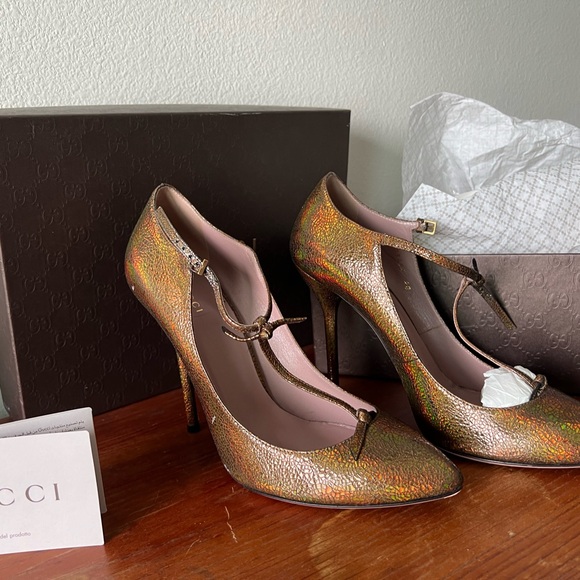 Gucci Metallic TStrap Beverly Pump - 9 - Metallic gold - Picture 7 of 7